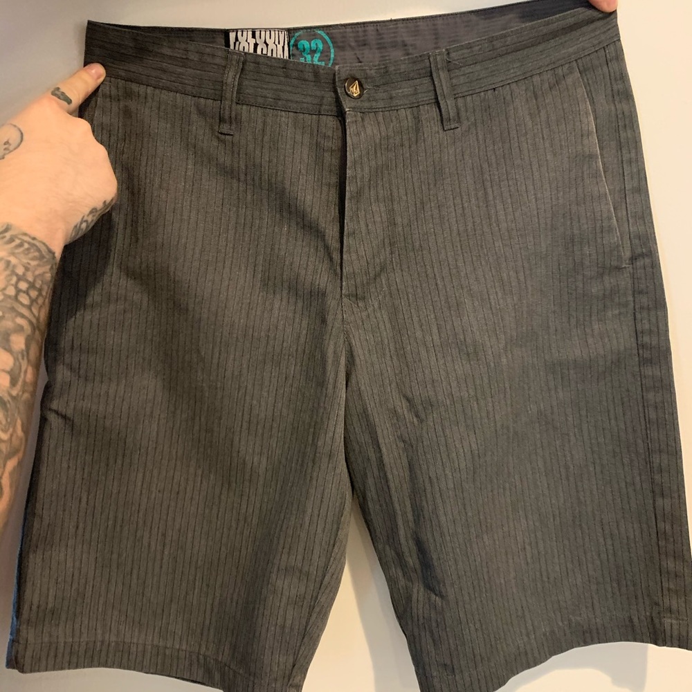 Gray Striped Volcom Shorts